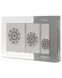Ręcznik bawełna 30x50 + 50x90 + 70x140 kpl 3 szt Lotus srebrny/grafitowy Eurofirany 