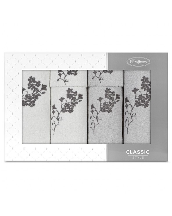 Ręcznik bawełna 30x50 + 50x90 + 70x140 kpl 6 szt Blossom biały/srebrny Eurofirany Ręcznik bawełna 30x50 + 50x90 + 70x140 kpl 6 szt Blossom biały/srebrny Eurofirany