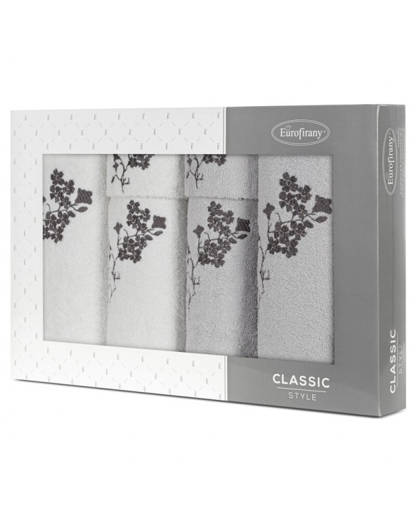 Ręcznik bawełna 30x50 + 50x90 + 70x140 kpl 6 szt Blossom biały/srebrny Eurofirany Ręcznik bawełna 30x50 + 50x90 + 70x140 kpl 6 szt Blossom biały/srebrny Eurofirany