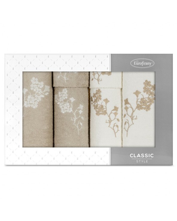 Ręcznik bawełna 30x50 + 50x90 + 70x140 kpl 6 szt Blossom kremowy/beżowy Eurofirany Ręcznik bawełna 30x50 + 50x90 + 70x140 kpl 6 szt Blossom kremowy/beżowy Eurofirany