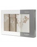Ręcznik bawełna 30x50 + 50x90 + 70x140 kpl 6 szt Blossom kremowy/beżowy Eurofirany 