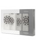 Ręcznik bawełna 30x50 + 50x90 + 70x140 kpl 6 szt Lotus biały/srebrny Eurofirany 