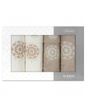 Ręcznik bawełna 30x50 + 50x90 + 70x140 kpl 6 szt Lotus kremowy/beżowy Eurofirany 