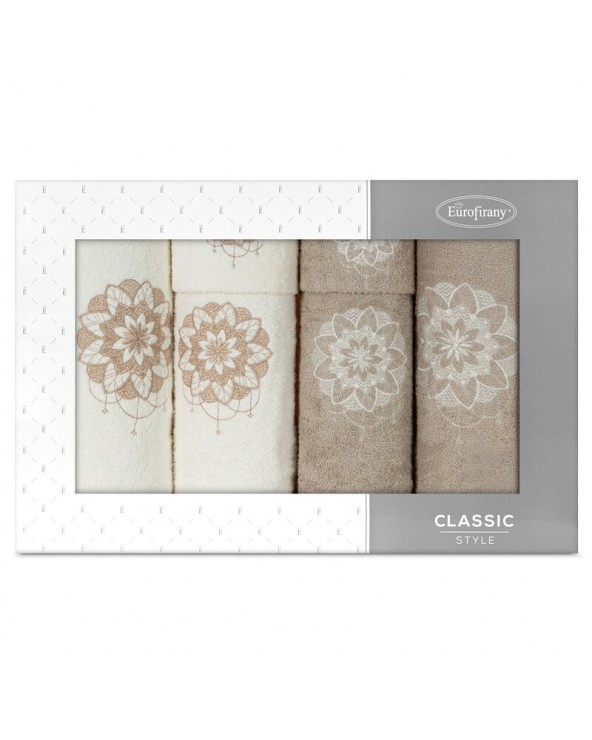 Ręcznik bawełna 30x50 + 50x90 + 70x140 kpl 6 szt Lotus kremowy/beżowy Eurofirany Ręcznik bawełna 30x50 + 50x90 + 70x140 kpl 6 szt Lotus kremowy/beżowy Eurofirany