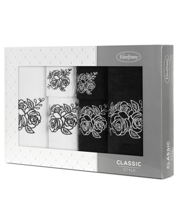 Ręcznik bawełna 30x50 + 50x90 + 70x140 kpl 6 szt Rosalia biały/czarny Eurofirany Ręcznik bawełna 30x50 + 50x90 + 70x140 kpl 6 szt Rosalia biały/czarny Eurofirany
