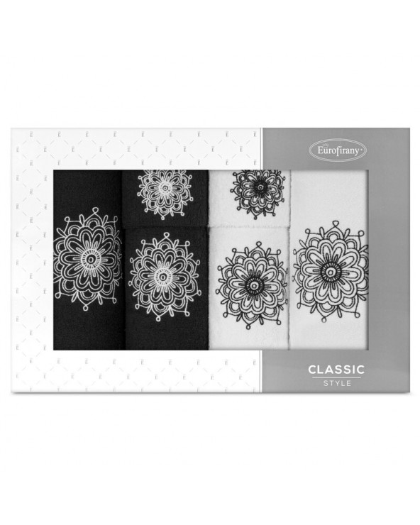 Ręcznik bawełna 30x50 + 50x90 + 70x140 kpl 6 szt Rosette ciemnozielony/kremowy Eurofirany Ręcznik bawełna 30x50 + 50x90 + 70x140 kpl 6 szt Rosette ciemnozielony/kremowy Eurofirany