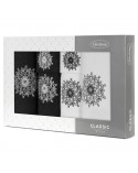 Ręcznik bawełna 30x50 + 50x90 + 70x140 kpl 6 szt Rosette ciemnozielony/kremowy Eurofirany 