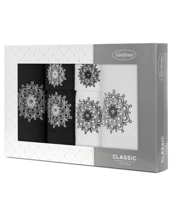 Ręcznik bawełna 30x50 + 50x90 + 70x140 kpl 6 szt Rosette ciemnozielony/kremowy Eurofirany Ręcznik bawełna 30x50 + 50x90 + 70x140 kpl 6 szt Rosette ciemnozielony/kremowy Eurofirany