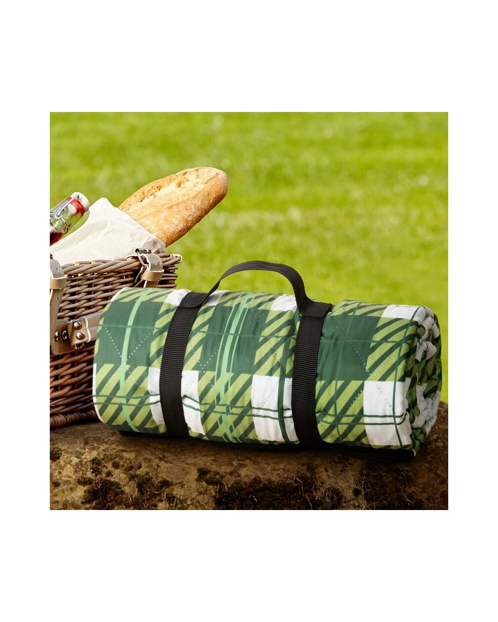 Koc piknikowy 130x145 Piknik zielony/biały Eurofirany