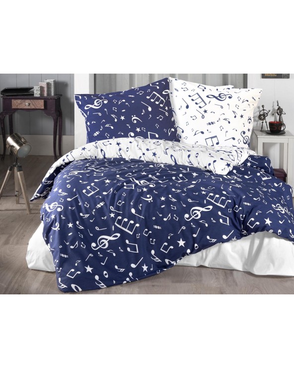 Pościel bawełna 160x200 + 2x70x80 Major Navy Blue COTTONLOVE EXCLUSIVE Darymex