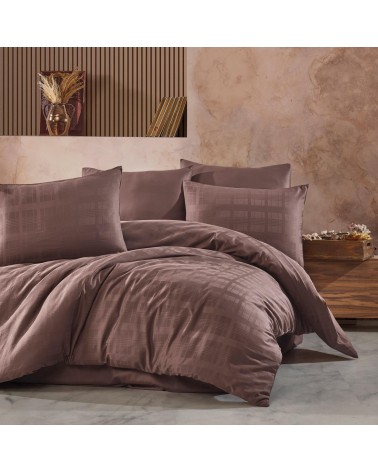 Pościel satyna bawełniana 140x200 + 1x70x80 Marsela brązowa Exclusive Darymex