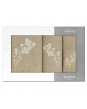 Ręcznik bawełna 30x50 + 50x90 + 70x140 kpl 3 szt Blossom beżowy/kremowy Eurofirany