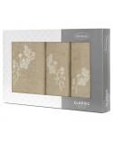 Ręcznik bawełna 30x50 + 50x90 + 70x140 kpl 3 szt Blossom beżowy/kremowy Eurofirany