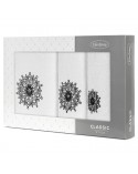 Ręcznik bawełna 30x50 + 50x90 + 70x140 kpl 3 szt Rosette biały/czarny Eurofirany