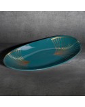 Patera dekoracyjna 40x20x4cm Lotos 10/1 turkusowa/złota Eurofirany 