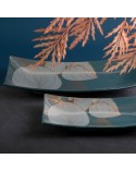 Patera dekoracyjna 41x20x6cm Salvia 3/1 szałwiowa/złota Eurofirany
