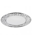 Patera dekoracyjna 30x30cm Madlen 2/4 biała/srebrna Eurofirany