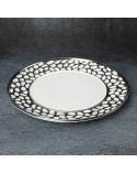 Patera dekoracyjna 30x30cm Madlen 2/4 biała/srebrna Eurofirany