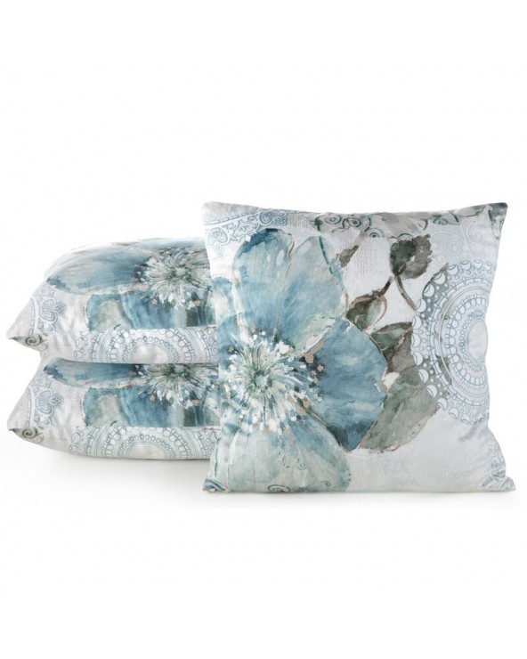 Poszewka velvet 40x40 Vivian turkusowa/beżowa Eurofirany