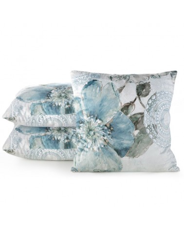 Poszewka velvet 40x40 Vivian turkusowa/beżowa Eurofirany