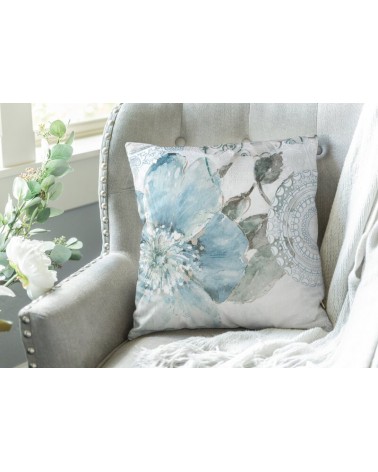 Poszewka velvet 40x40 Vivian turkusowa/beżowa Eurofirany