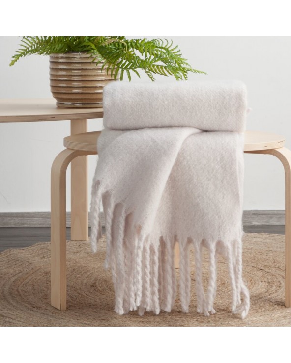 Koc z frędzlami 130x170 Moher beżowy Eurofirany 