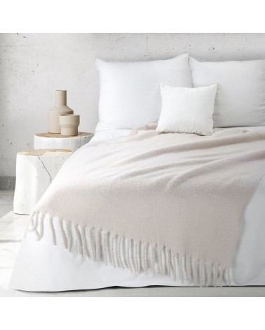 Koc z frędzlami 130x170 Moher beżowy Eurofirany 