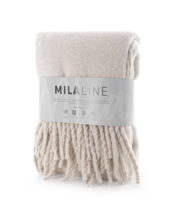 Koc z frędzlami 130x170 Moher beżowy Eurofirany 