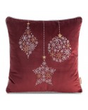 Poszewka velvet 45x45 CHP 53 ciemnobordowa/srebrna Eurofirany 