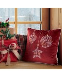 Poszewka velvet 45x45 CHP 53 ciemnobordowa/srebrna Eurofirany 