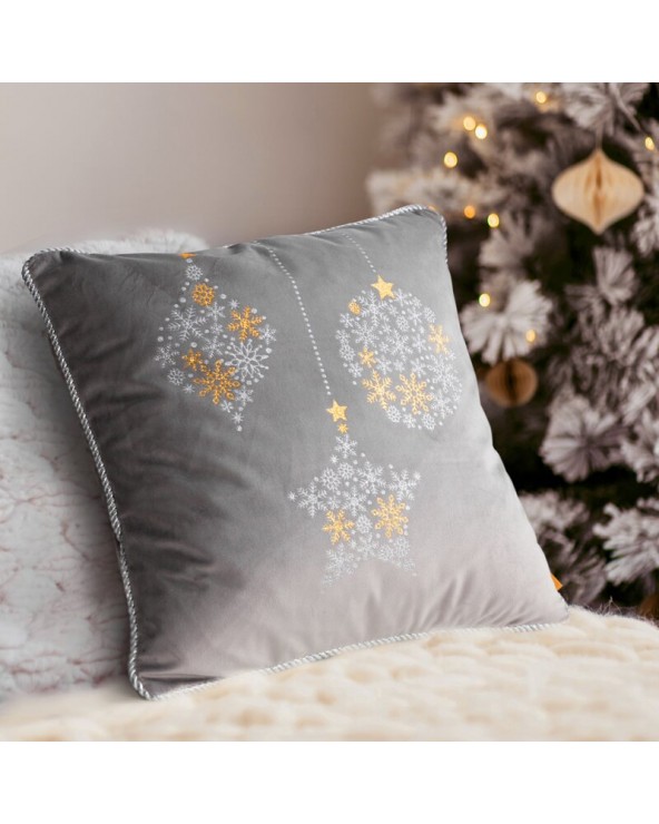 Poszewka velvet 45x45 CHP 55 stalowa/srebrna Eurofirany 