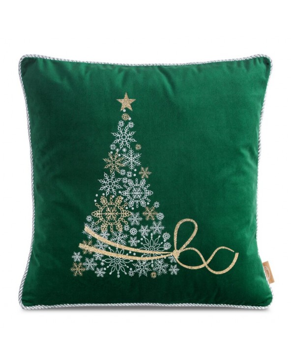 Poszewka velvet 45x45 CHP 67 ciemnozielona/srebrna Eurofirany 