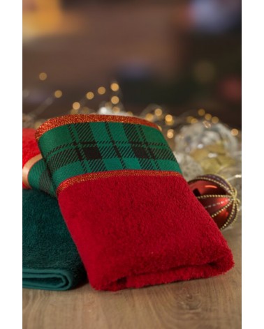 Ręcznik bawełna 70x140 Cherry ciemnoczerwony/złoty Eurofirany 