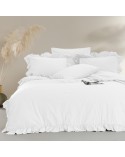 Pościel z falbanami 160x200 + 2x70x80 Stonewashed  Optic White Darymex