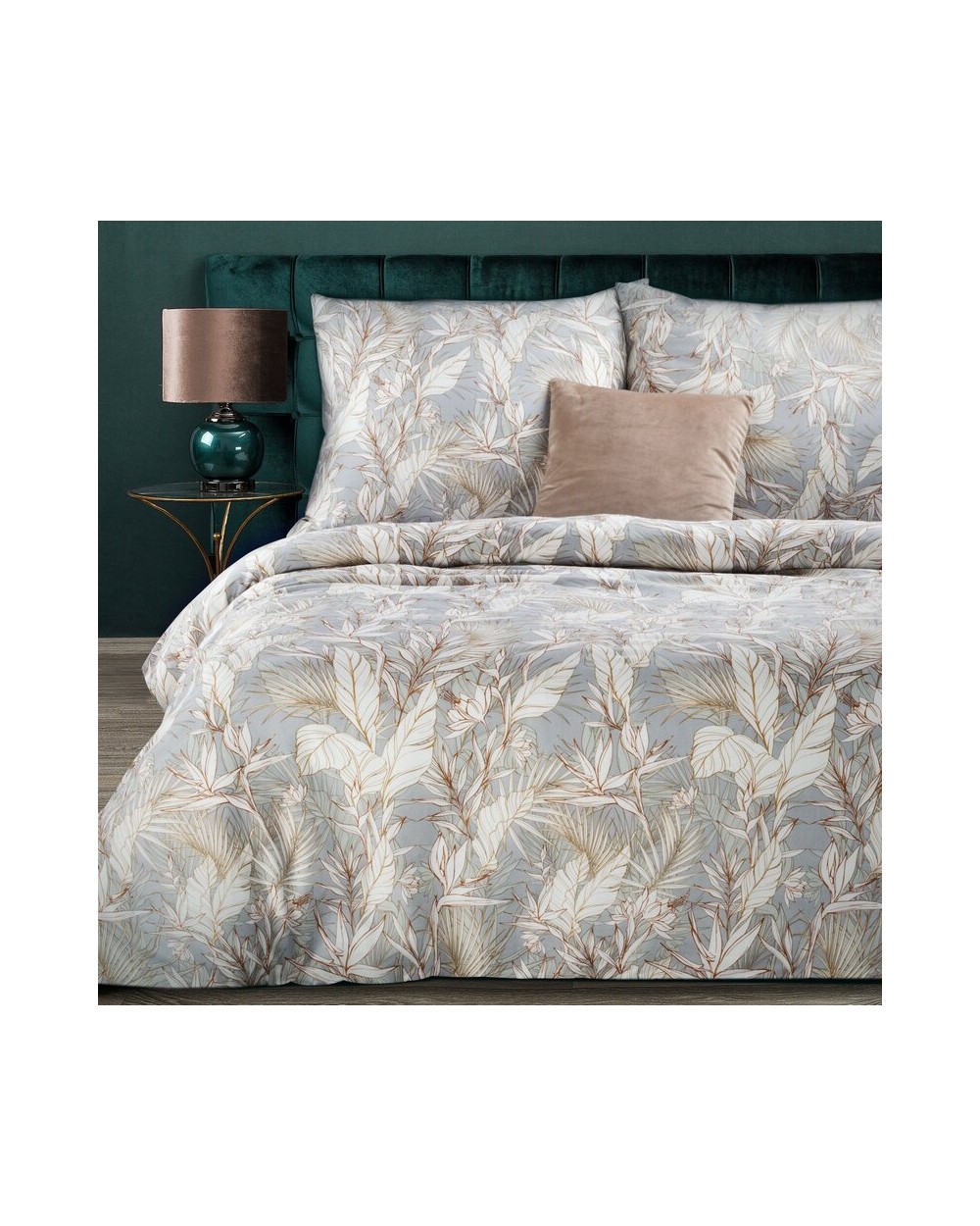 Pościel satyna bawełniana 180x200 + 2x70x80 Nika 26 jasnoszara Eurofirany 