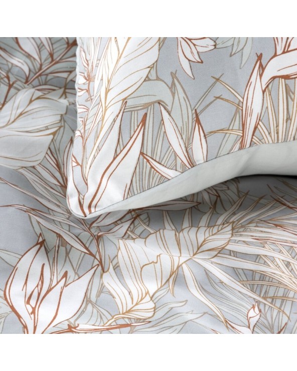 Pościel satyna bawełniana 180x200 + 2x70x80 Nika 26 jasnoszara Eurofirany 