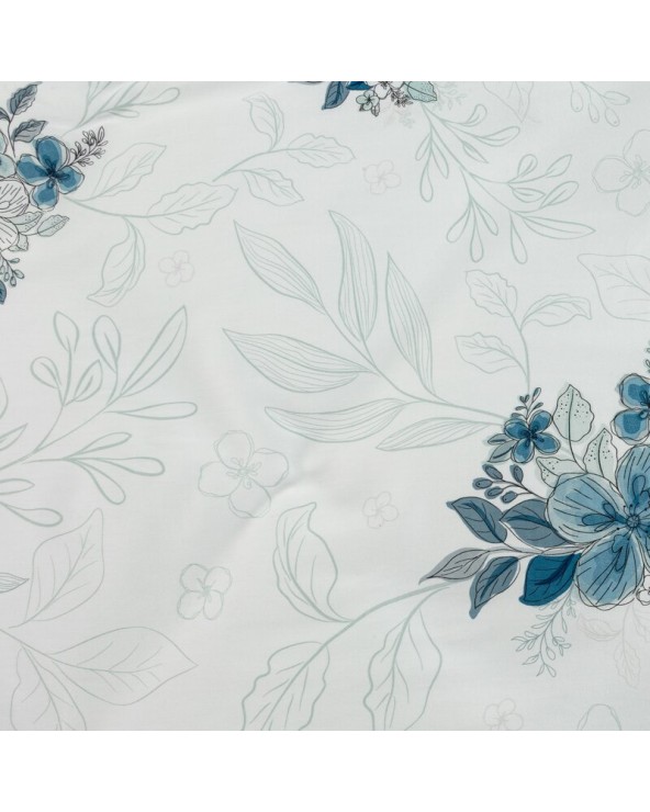 Pościel satyna bawełniana 180x200 + 2x70x80 Spring 16 biała/niebieska Eurofirany 
