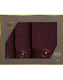 Ręcznik bawełna 30x50 + 50x90 + 70x140 kpl 3 szt Gaja bordowy Eurofirany