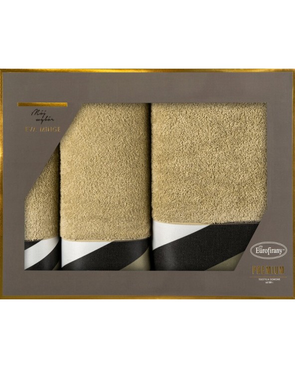 Ręcznik bawełna 30x50 + 50x90 + 70x140 kpl 3 szt Eva 1 ciemnobeżowy Eurofirany Ręcznik bawełna 30x50 + 50x90 + 70x140 kpl 3 szt Eva 1 ciemnobeżowy Eurofirany