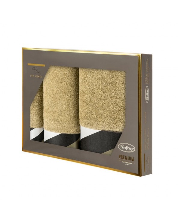 Ręcznik bawełna 30x50 + 50x90 + 70x140 kpl 3 szt Eva 1 ciemnobeżowy Eurofirany Ręcznik bawełna 30x50 + 50x90 + 70x140 kpl 3 szt Eva 1 ciemnobeżowy Eurofirany