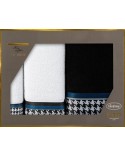 Ręcznik bawełna 30x50 + 50x90 + 70x140 kpl 3 szt Eva 8 czarny/biały Eurofirany