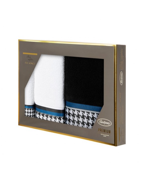 Ręcznik bawełna 30x50 + 50x90 + 70x140 kpl 3 szt Eva 8 czarny/biały Eurofirany Ręcznik bawełna 30x50 + 50x90 + 70x140 kpl 3 szt Eva 8 czarny/biały Eurofirany