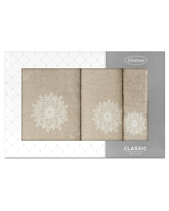 Ręcznik bawełna 30x50 + 50x90 + 70x140 kpl 3 szt Rosette beżowy/kremowy Eurofirany Ręcznik bawełna 30x50 + 50x90 + 70x140 kpl 3 szt Rosette beżowy/kremowy Eurofirany