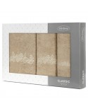 Ręcznik bawełna 30x50 + 50x90 + 70x140 kpl 3 szt Clavia beżowy/kremowy Eurofirany