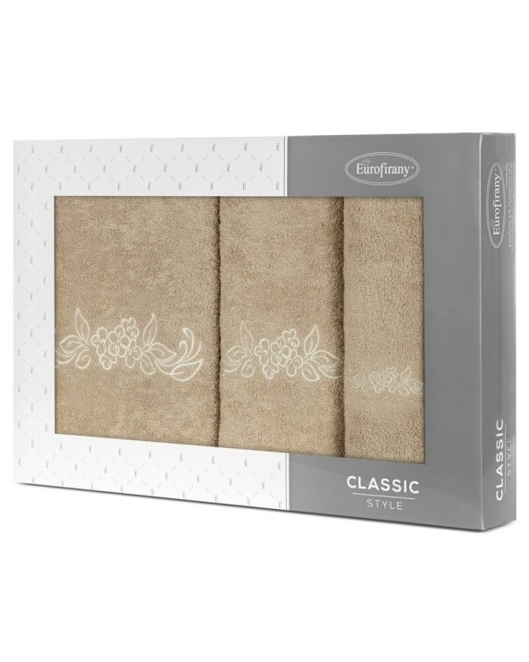 Ręcznik bawełna 30x50 + 50x90 + 70x140 kpl 3 szt Clavia beżowy/kremowy Eurofirany Ręcznik bawełna 30x50 + 50x90 + 70x140 kpl 3 szt Clavia beżowy/kremowy Eurofirany