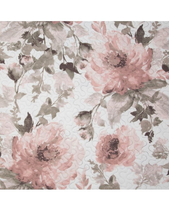 Narzuta mikrofibra 200x220 Flower biała/różowa/stalowa Eurofirany Narzuta mikrofibra 200x220 Flower biała/różowa/stalowa Eurofirany