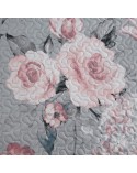 Narzuta mikrofibra 200x220 Flower srebrna/różowa Eurofirany