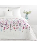 Narzuta mikrofibra 220x240 Flower biała/różowa Eurofirany