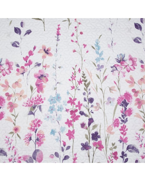 Narzuta mikrofibra 220x240 Flower biała/różowa Eurofirany