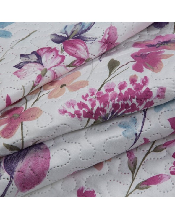 Narzuta mikrofibra 220x240 Flower biała/różowa Eurofirany
